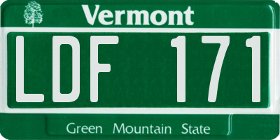 VT license plate LDF171