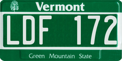 VT license plate LDF172
