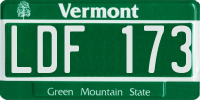 VT license plate LDF173