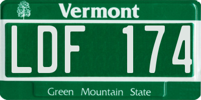 VT license plate LDF174