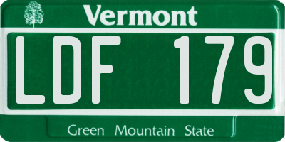 VT license plate LDF179