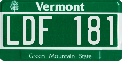 VT license plate LDF181