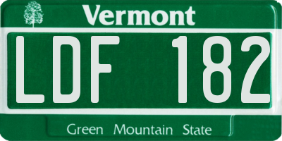 VT license plate LDF182