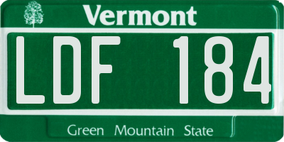 VT license plate LDF184