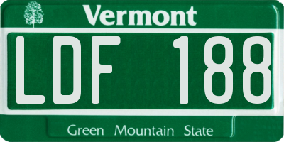 VT license plate LDF188