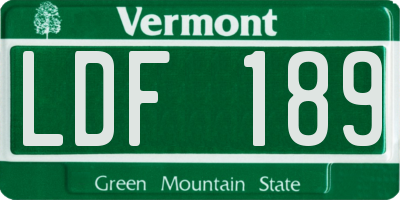 VT license plate LDF189