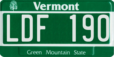 VT license plate LDF190