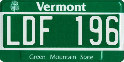VT license plate LDF196