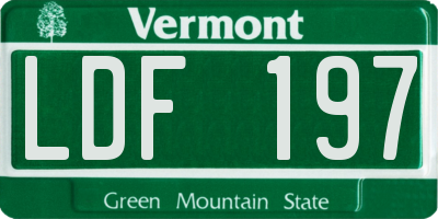 VT license plate LDF197