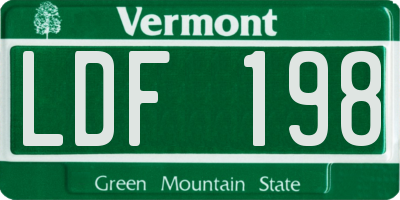 VT license plate LDF198