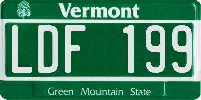 VT license plate LDF199