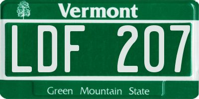 VT license plate LDF207
