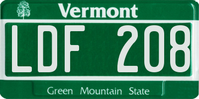 VT license plate LDF208