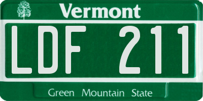 VT license plate LDF211