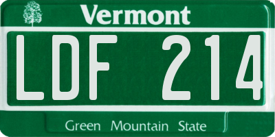 VT license plate LDF214