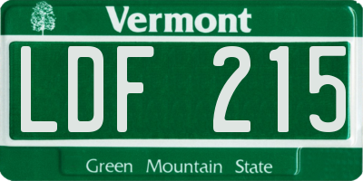 VT license plate LDF215
