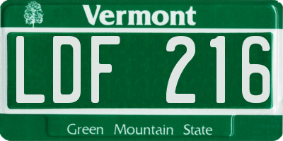 VT license plate LDF216