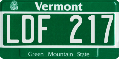 VT license plate LDF217