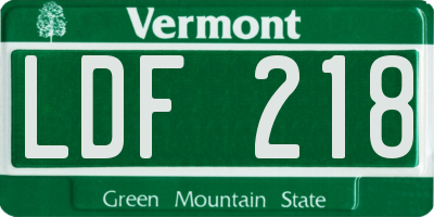 VT license plate LDF218