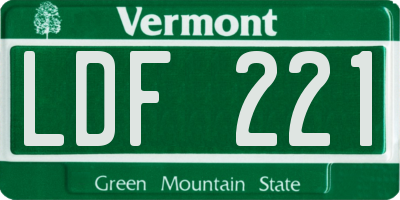 VT license plate LDF221