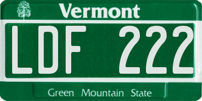 VT license plate LDF222