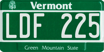 VT license plate LDF225