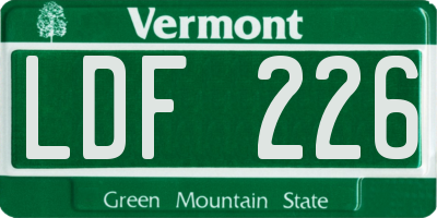 VT license plate LDF226