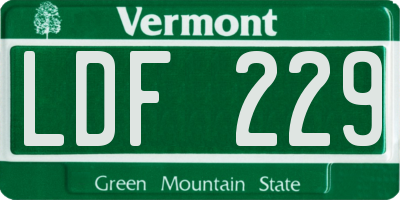 VT license plate LDF229