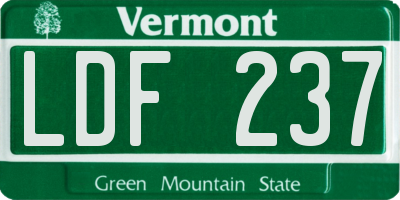 VT license plate LDF237