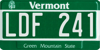 VT license plate LDF241