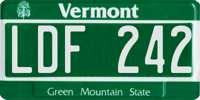 VT license plate LDF242
