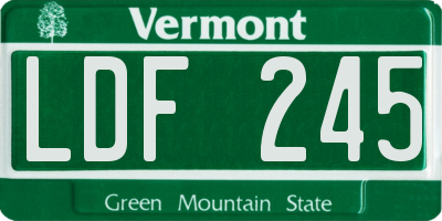 VT license plate LDF245