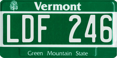 VT license plate LDF246