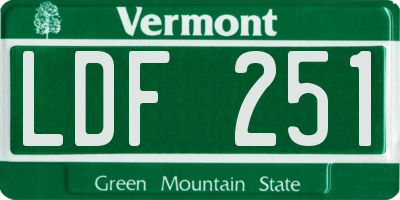 VT license plate LDF251