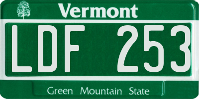 VT license plate LDF253