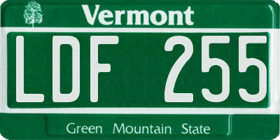 VT license plate LDF255