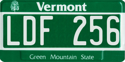 VT license plate LDF256