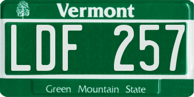 VT license plate LDF257