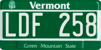 VT license plate LDF258