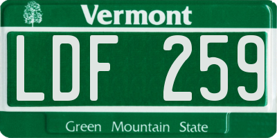 VT license plate LDF259