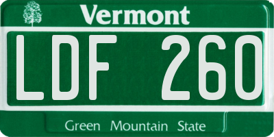 VT license plate LDF260