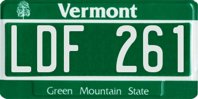 VT license plate LDF261