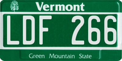 VT license plate LDF266