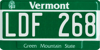 VT license plate LDF268