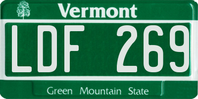 VT license plate LDF269