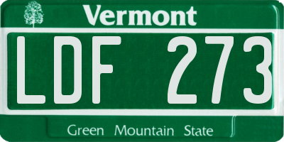 VT license plate LDF273