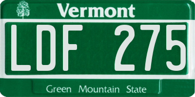 VT license plate LDF275
