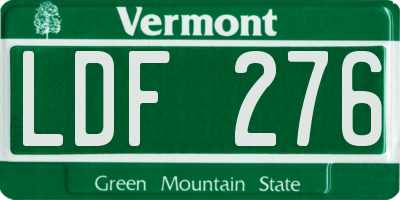 VT license plate LDF276