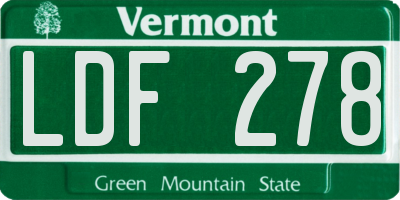 VT license plate LDF278