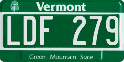 VT license plate LDF279